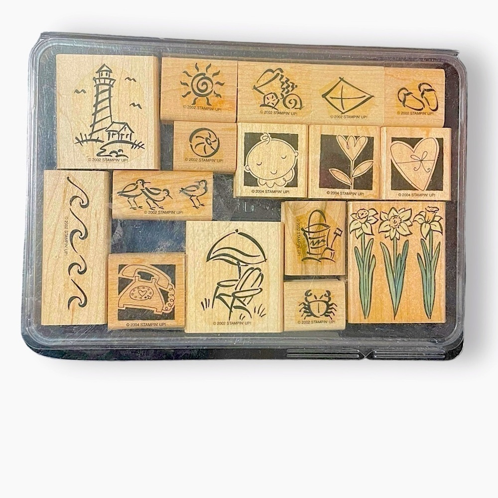 STAMPIN UP 2002 Sketch an Event Set 16 Wood Mounted Rubber Stamps Scrapbooking